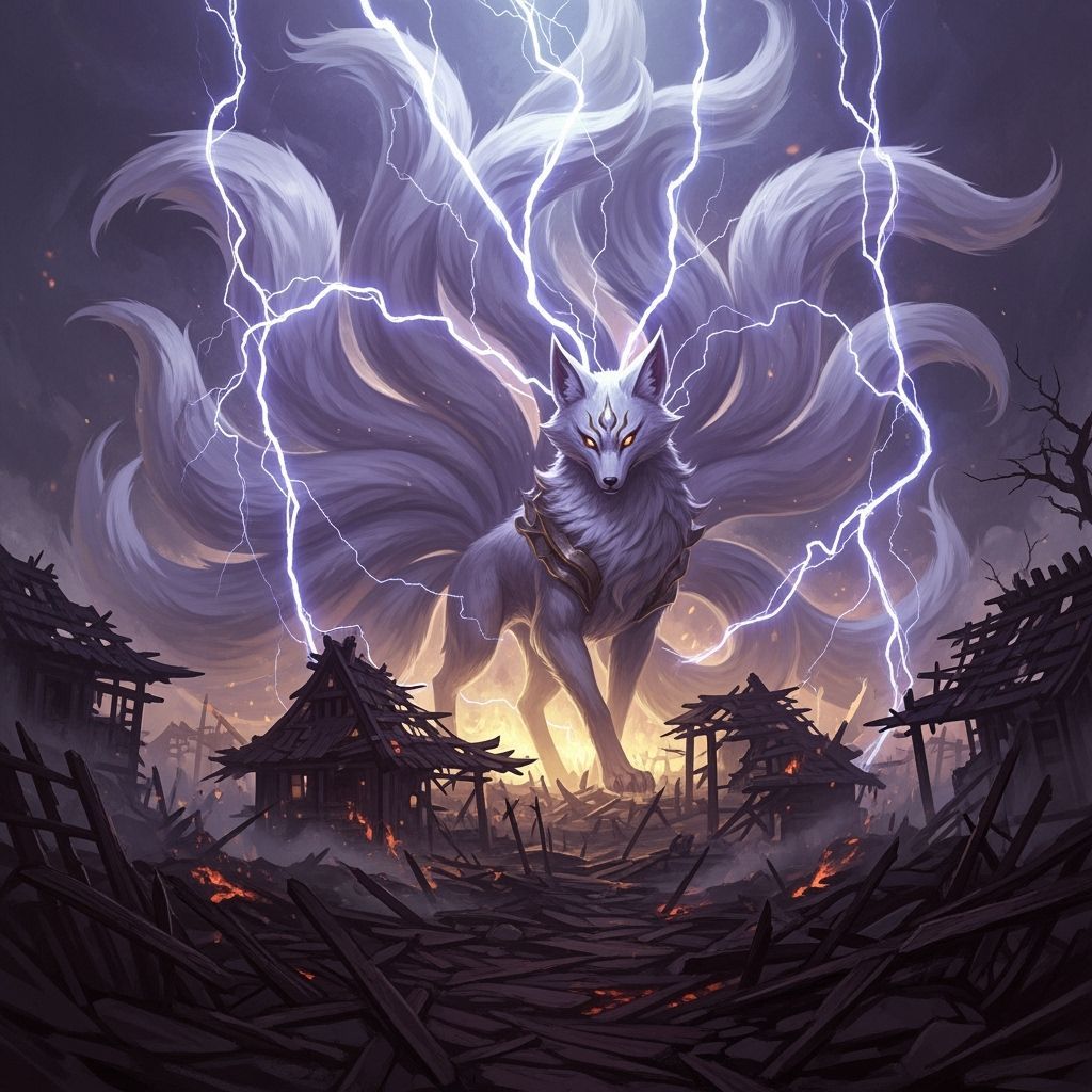 Giant Nine-Tailed Fox God Unleashes Lightning Magic on Ruine...
