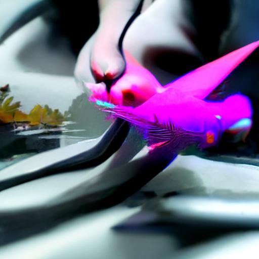 Catfish Girl in Synthwave Neon Retro Style