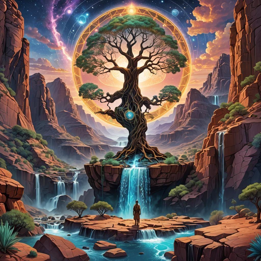 Harmonic Society with Sacred Geometry and Ancient Tree