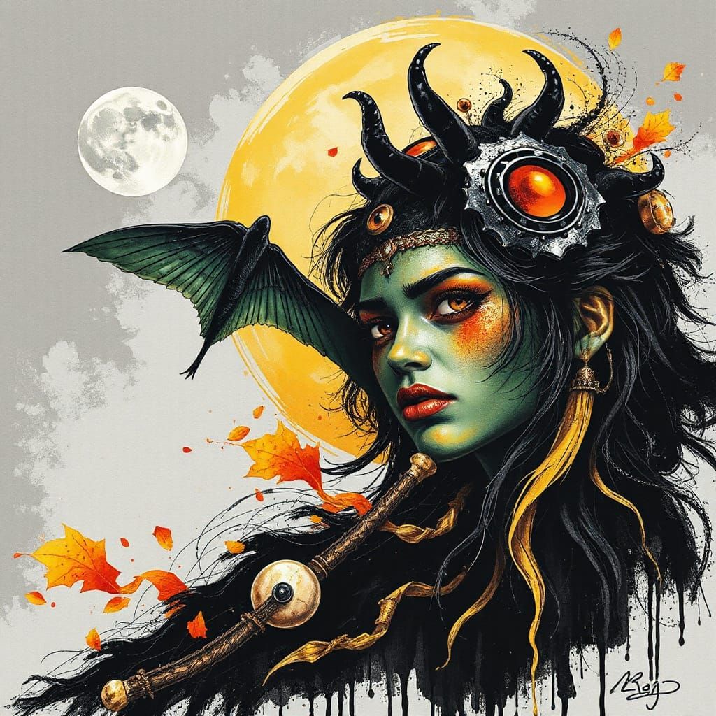 Rainbow Portrait in Gothic Fae-Realism Style