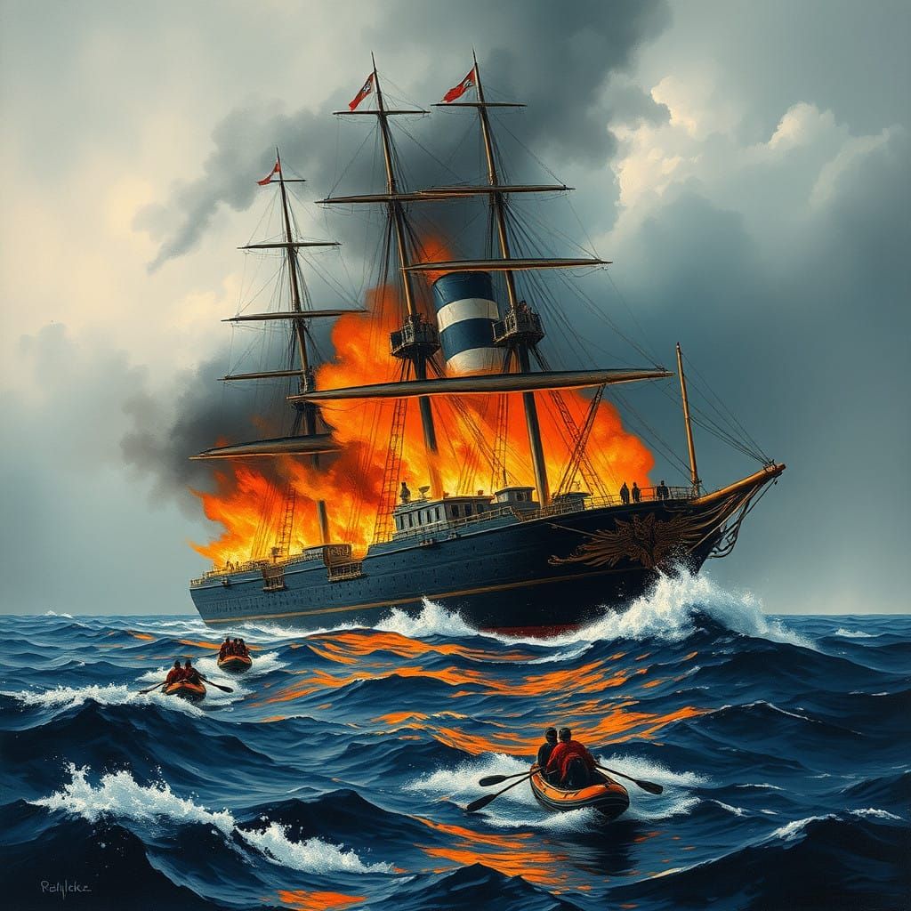 Majestic HMS Paramount Sinking in Bay as Rescuers Approach