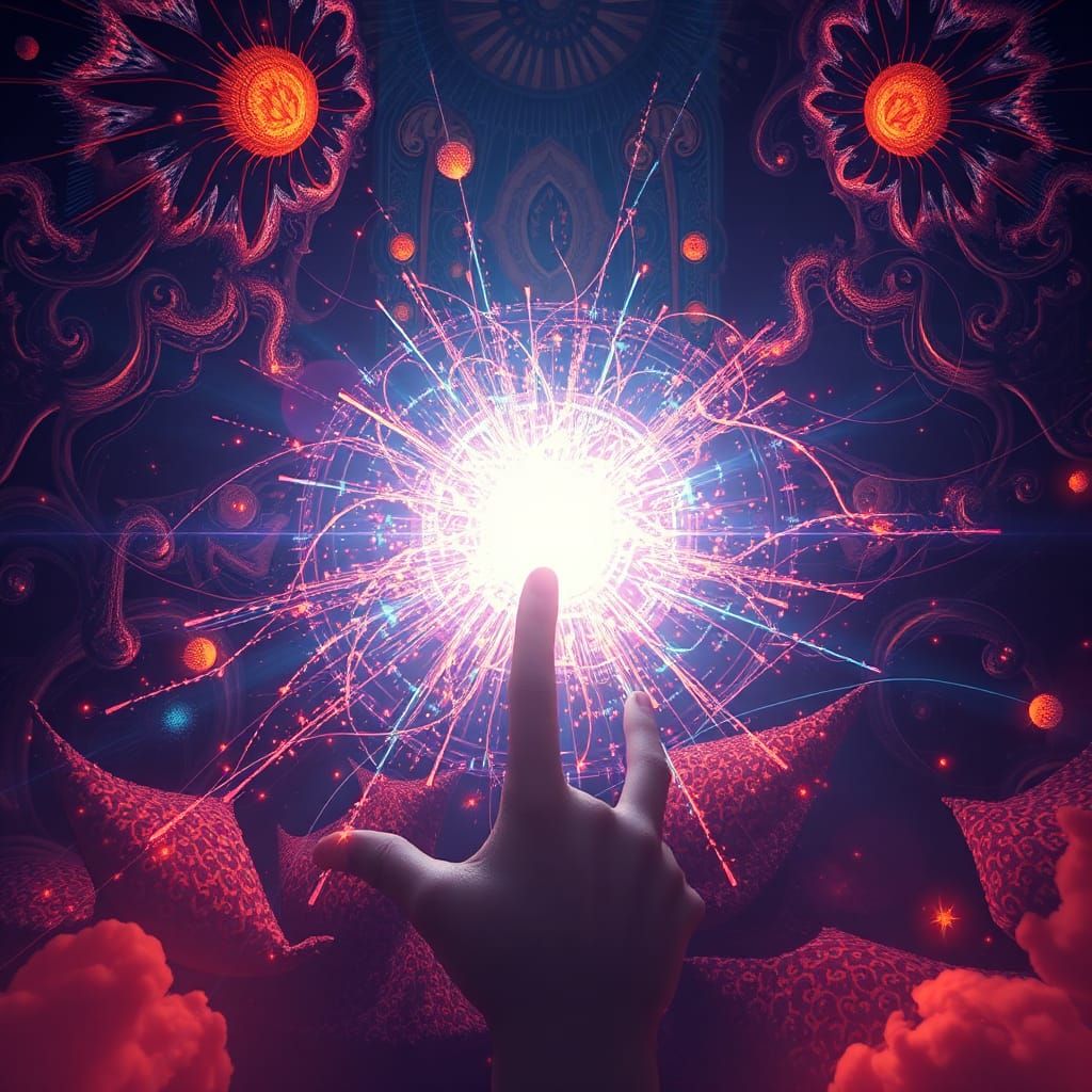 Mystical Sparks Erupting in a Fantastical Landscape