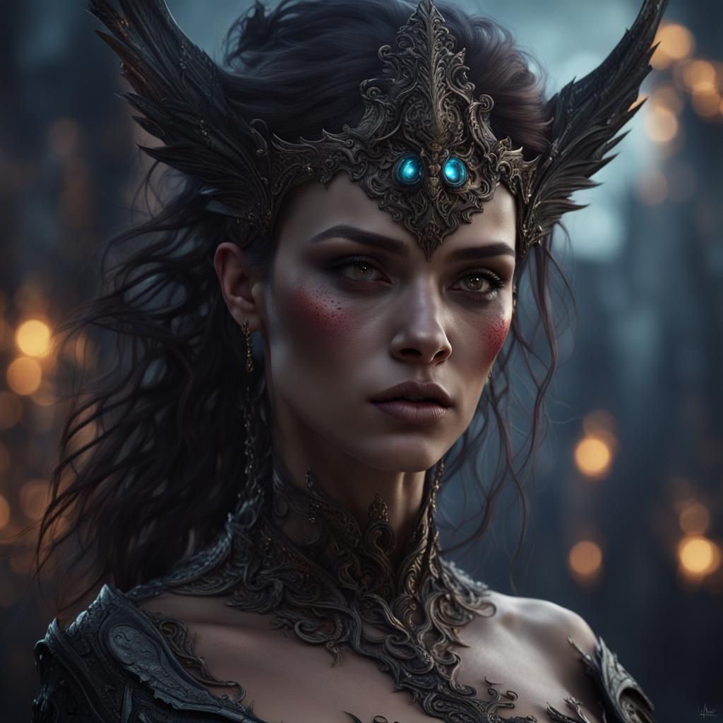 Dark Night Personified: A Detailed Fantasy Painting