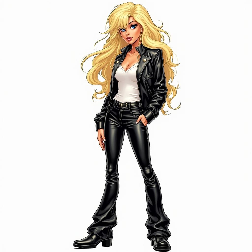 80s Rock Chick in Comic Book Style