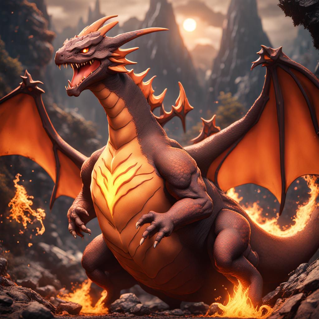 Detailed Matte Painting of Charizard in Unreal Engine