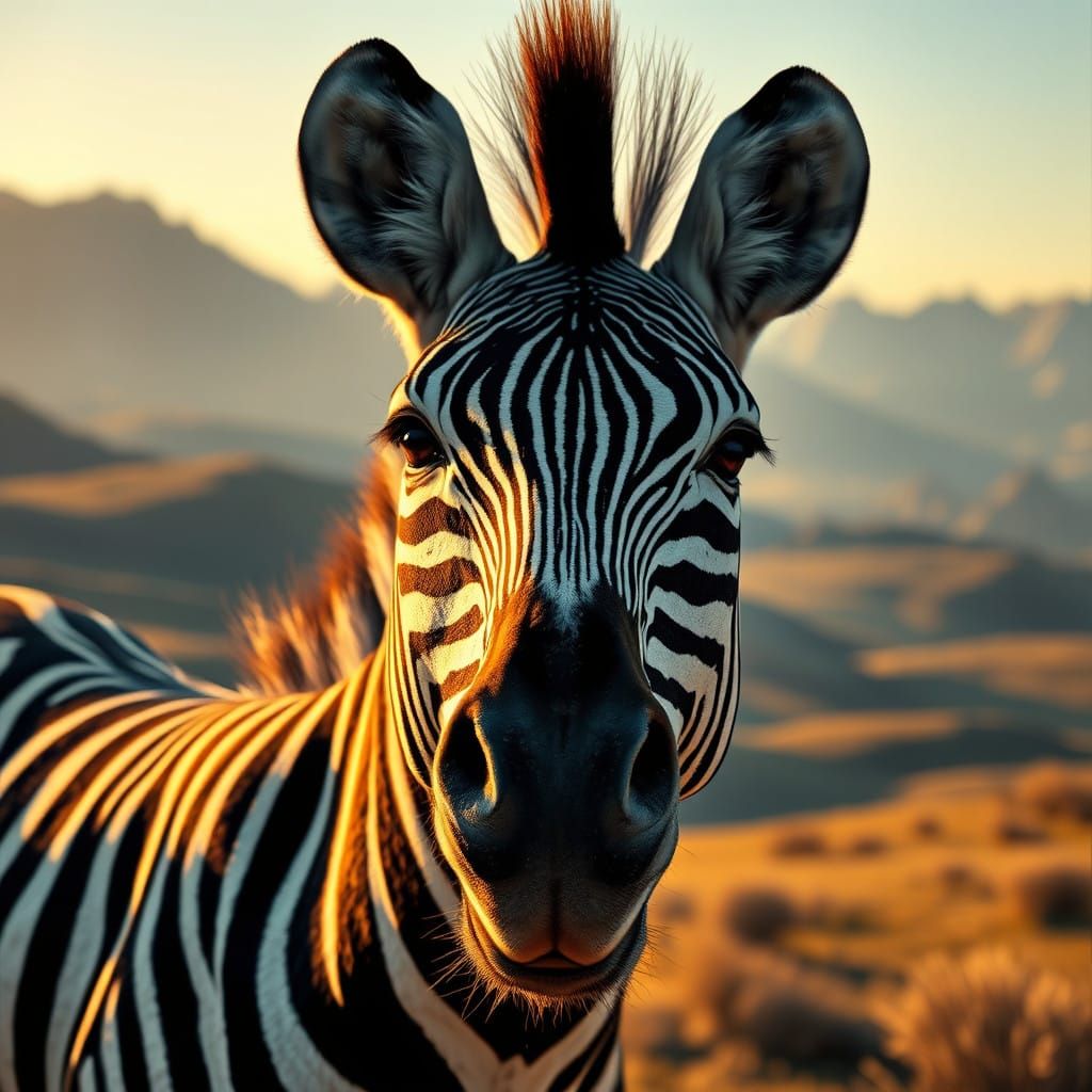 Vibrant Hyperrealistic Zebra Portrait