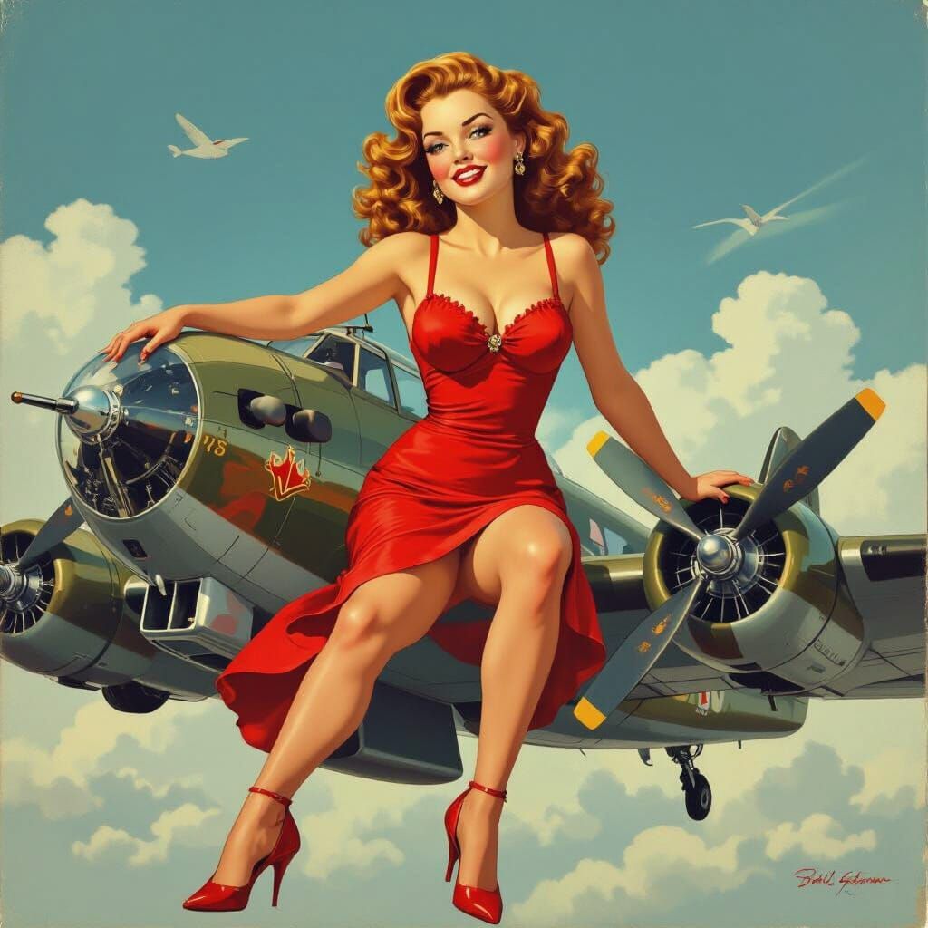 WWII Pin-Up Girl Nose Art: 'Bourbon Belle'