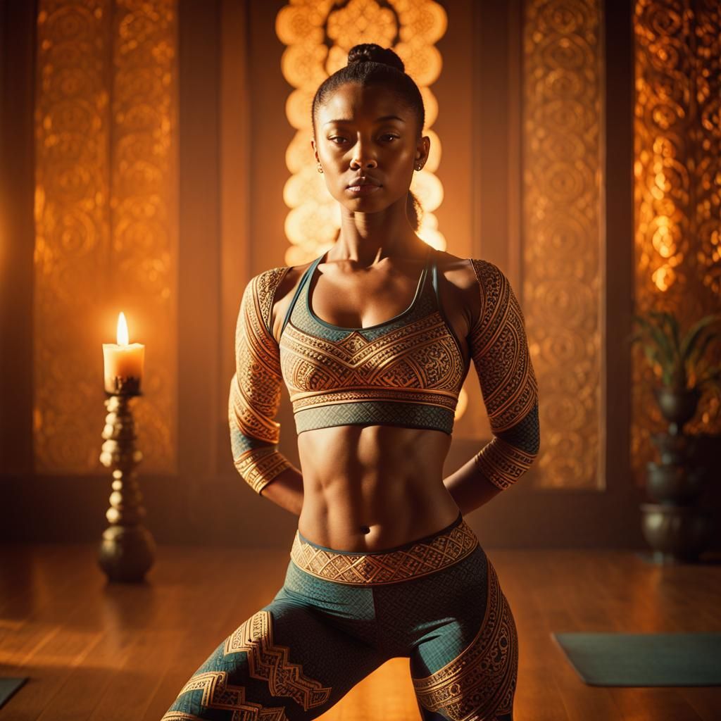 Cinematic Yoga Pose in Candlelight