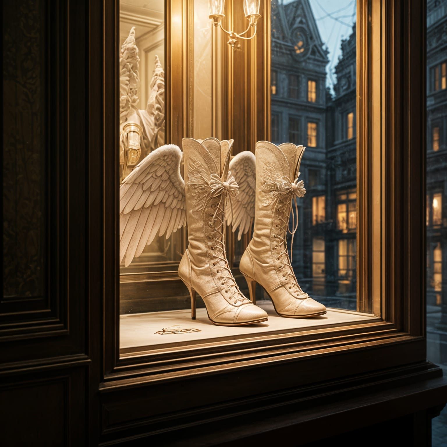 Vintage Boots in a Retro Store Window