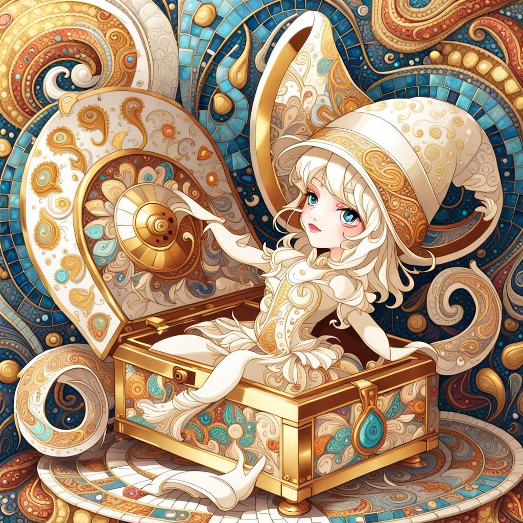 Paisley Mosaic Music Box Hat: Abstract Art