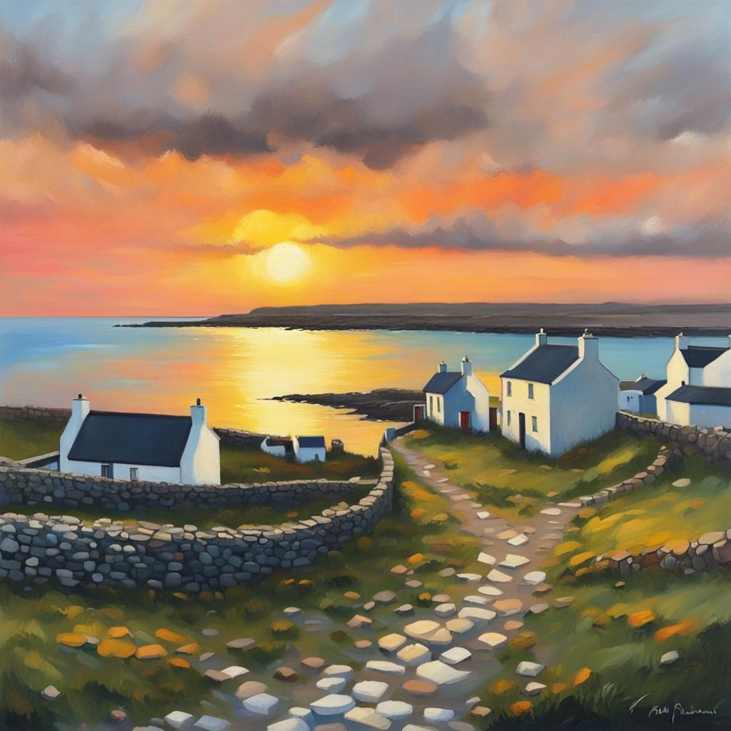 Aran Islands Sunset: Impressionist Oil Painting