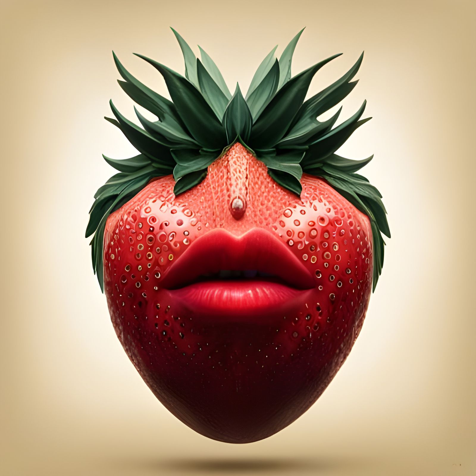 Surreal Strawberry Lips Portrait in 8K Resolution