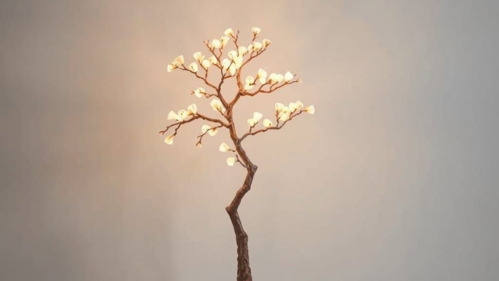 Tree Lamp with Glowing Branches in Whimsical Style