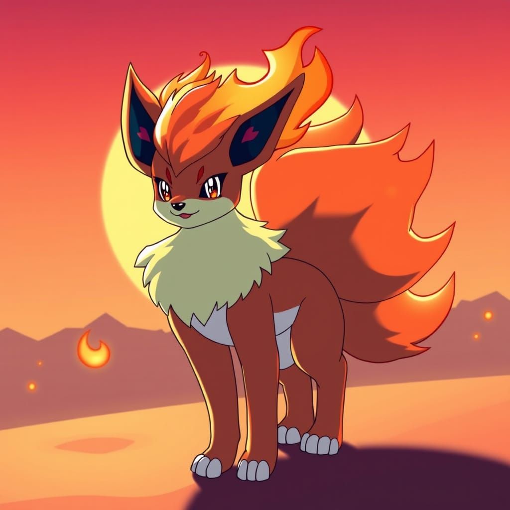 Fiery Vulpix Pokemon in Painterly Style
