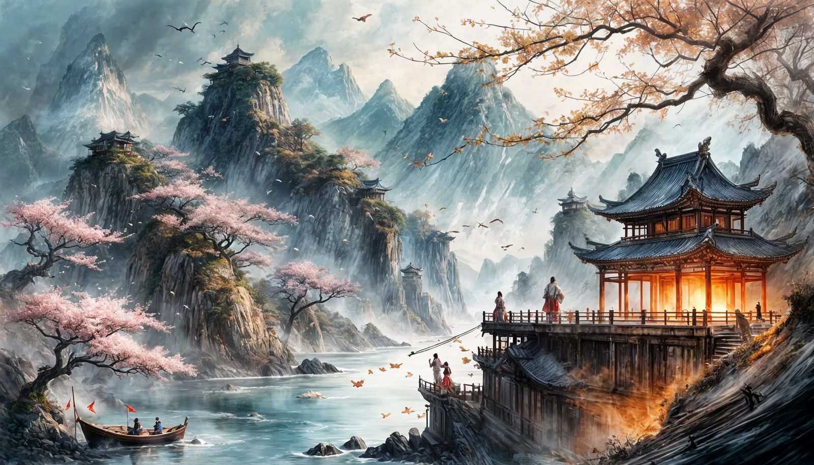 Karate Fight at Sunrise in Ancient China