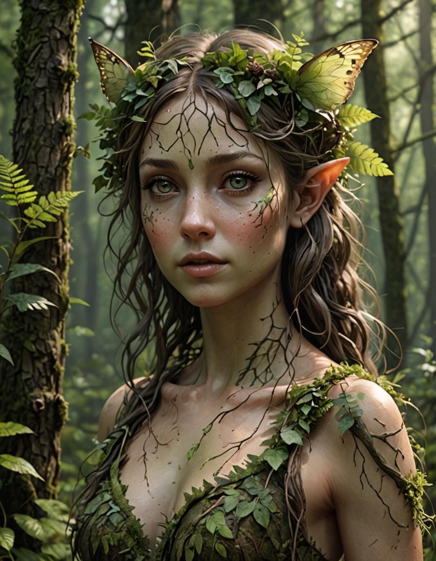 Photorealistic Female Forest Nymph Portrait