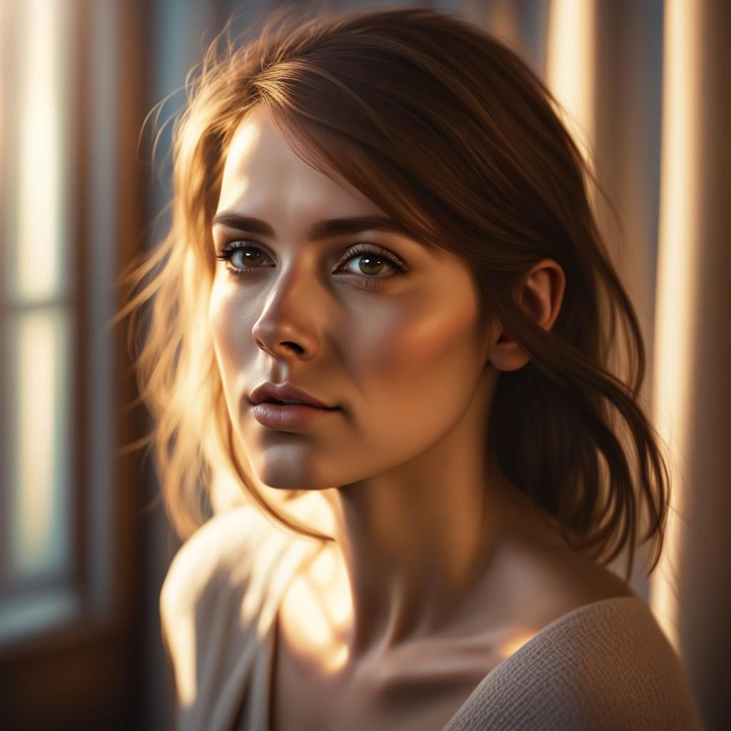 Hyperrealistic Portrait of a Woman with Dramatic Lighting