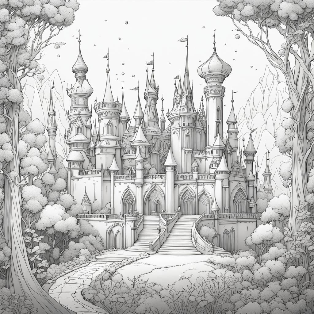 Minimalist Line Drawing of a Fairy Tale Princess