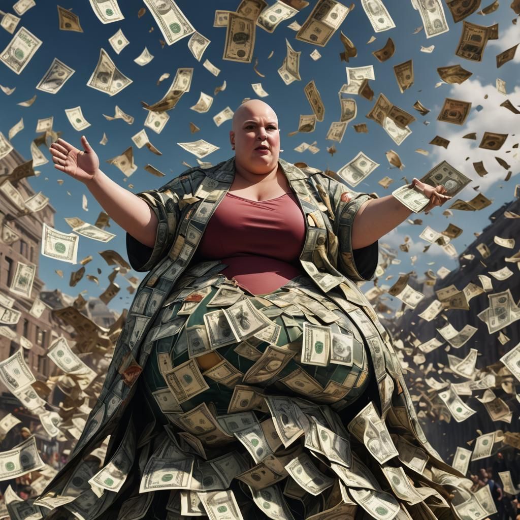 Opulent Obese Model on Runway, Money Rain