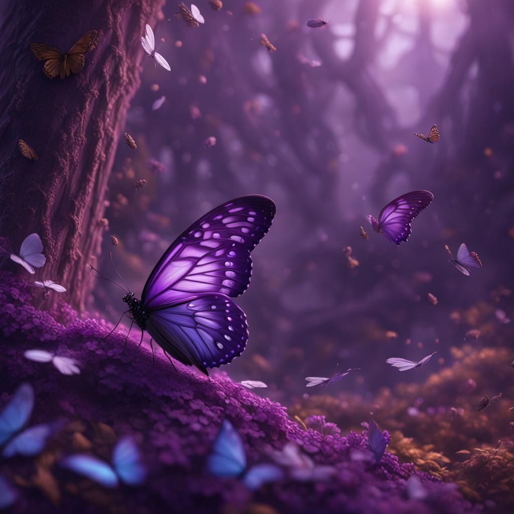 Detailed Purple Butterfly Fantasy Concept Art