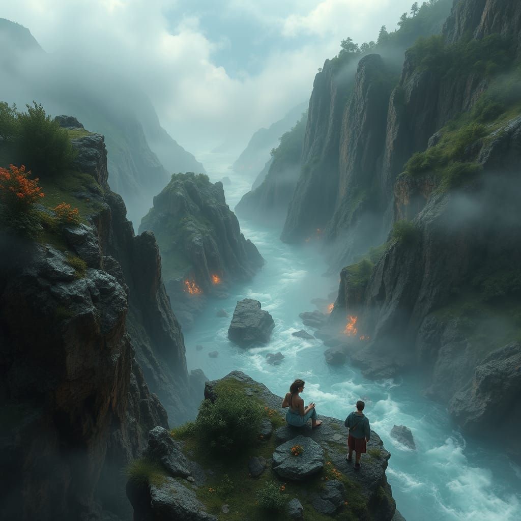 Misty River Landscape