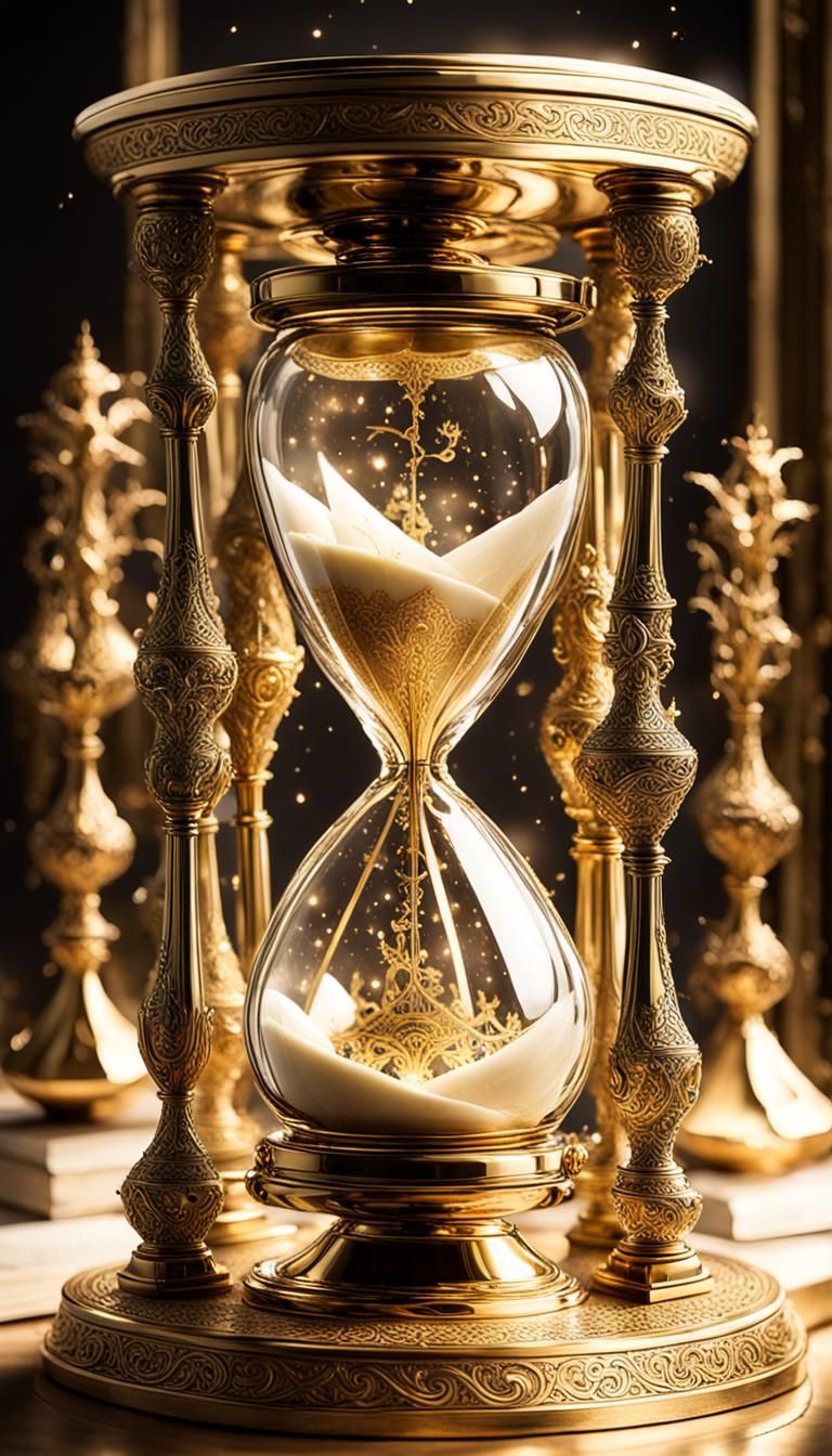 Ornate Hourglass with Celestial Engravings