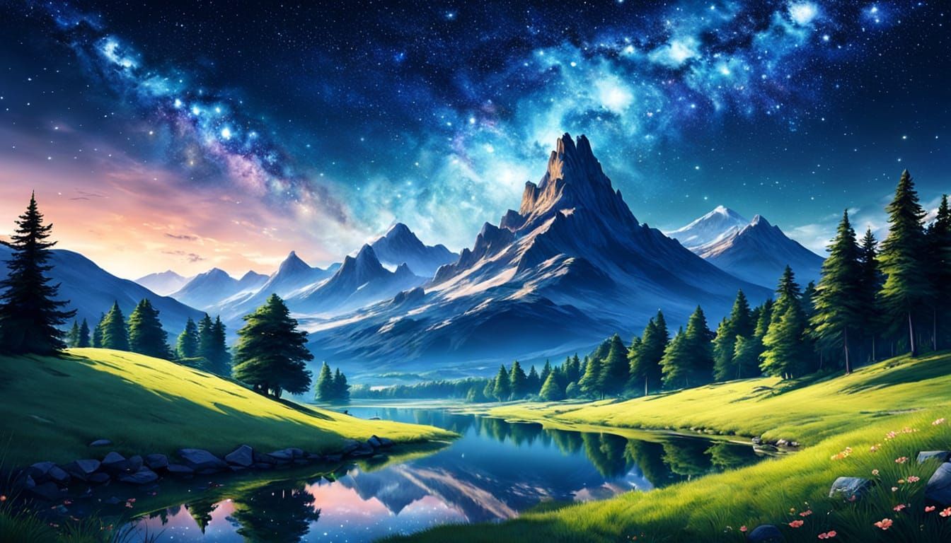 Magnificent Starry Sky Landscape