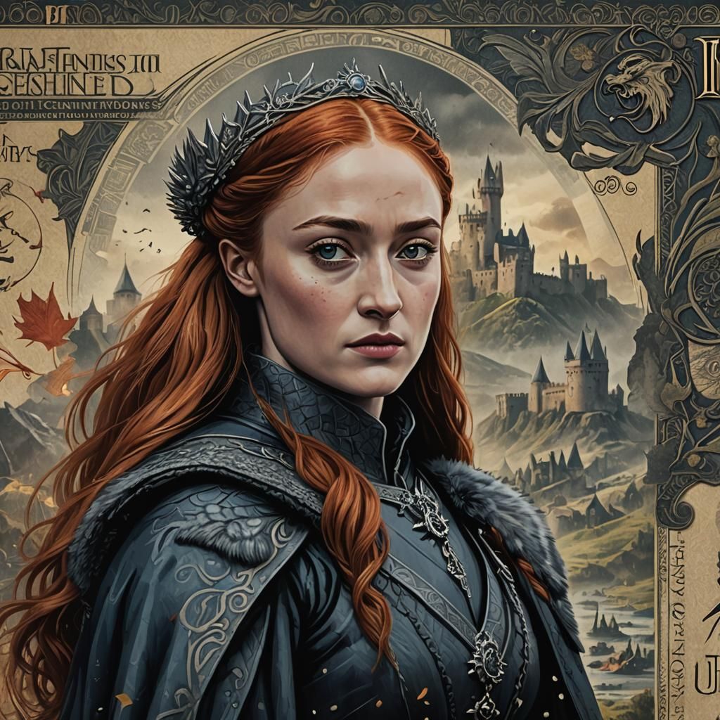 Sansa Stark Art Banknote: Detailed Fantasy Portrait
