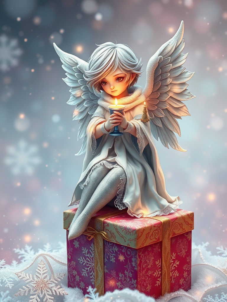 Christmas Angel with Candle in Dreamy Digital Art