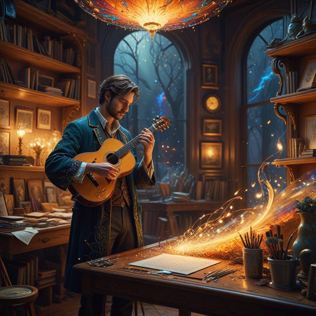 Magical Artists Studio in Art Nouveau Style