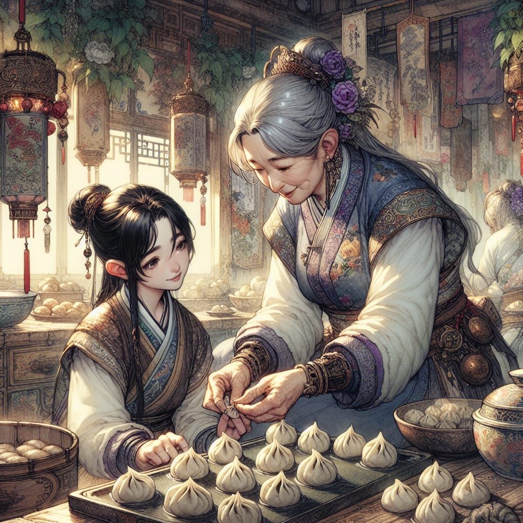 A Heartwarming Dumpling-Making Scene in a Fantastical Mediev...