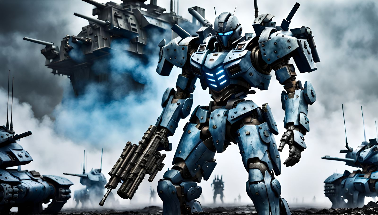 ( Armored core Machine : 1.3) ,( black and bright blue armor...