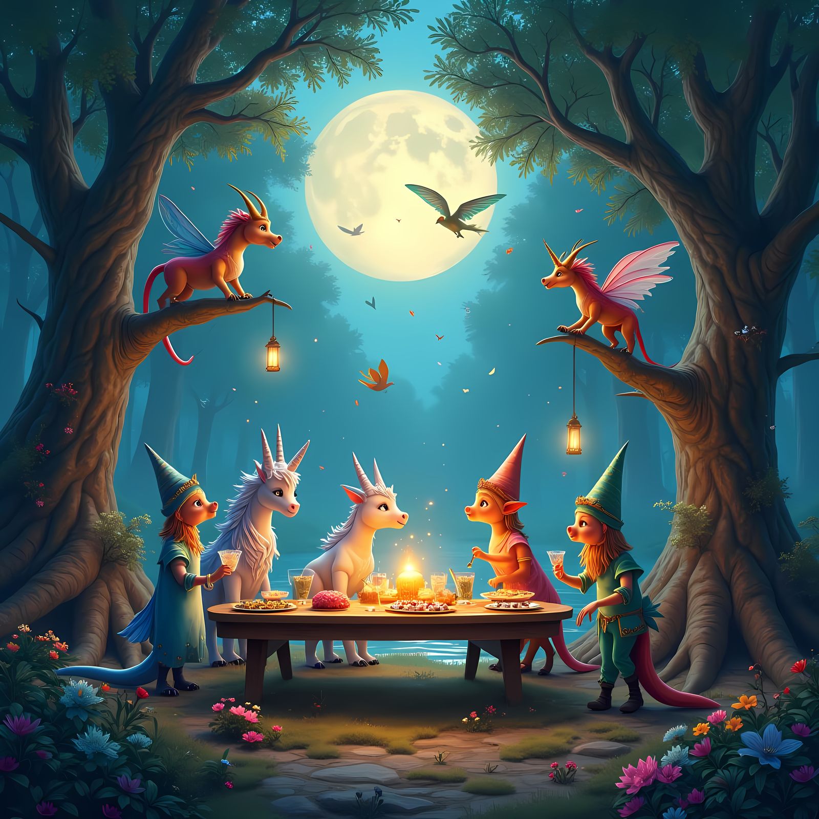 Magical Forest Party with Dragons and Unicorns