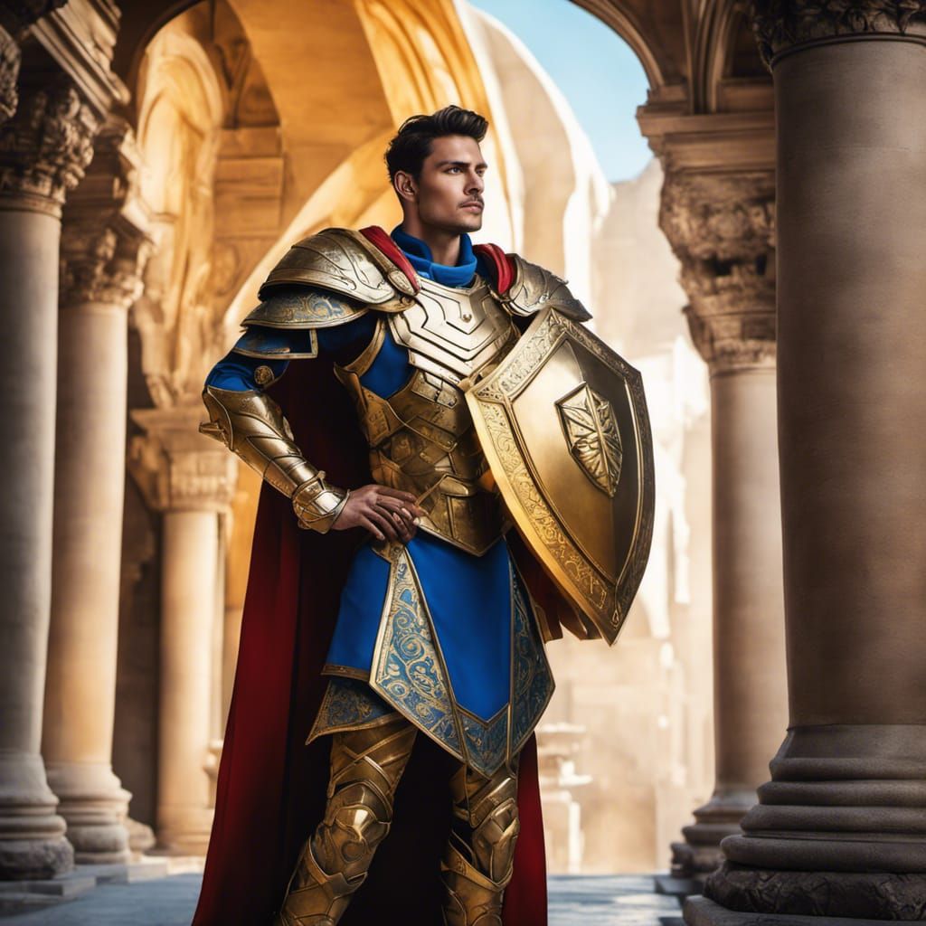 Arrogant Paladin with Magical Shield, D&D Style