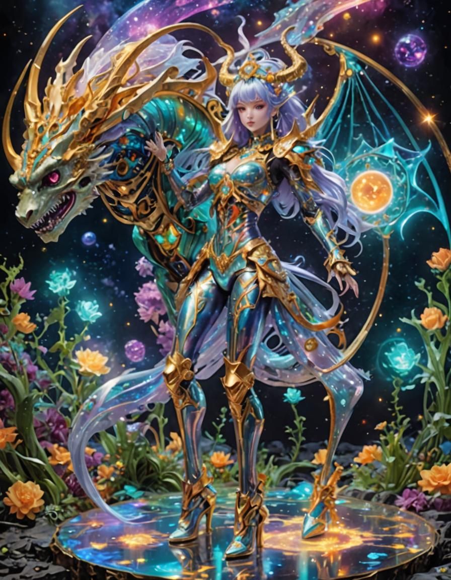 Rainbow Chimera Girl with Metal Skeleton, Anime Style