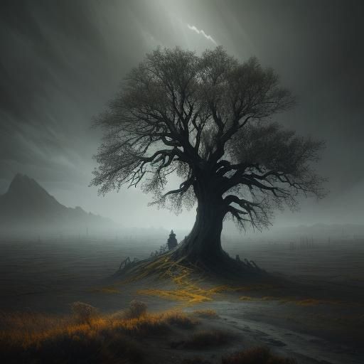 Lone Knight on Desolate Battlefield: Dark Fantasy Art