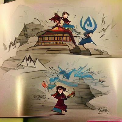 Avatar Battle Scene in Storybook Illustration