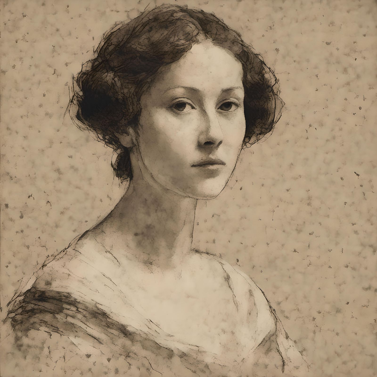 Vintage Portrait of a Woman in Pencil Sketch Style