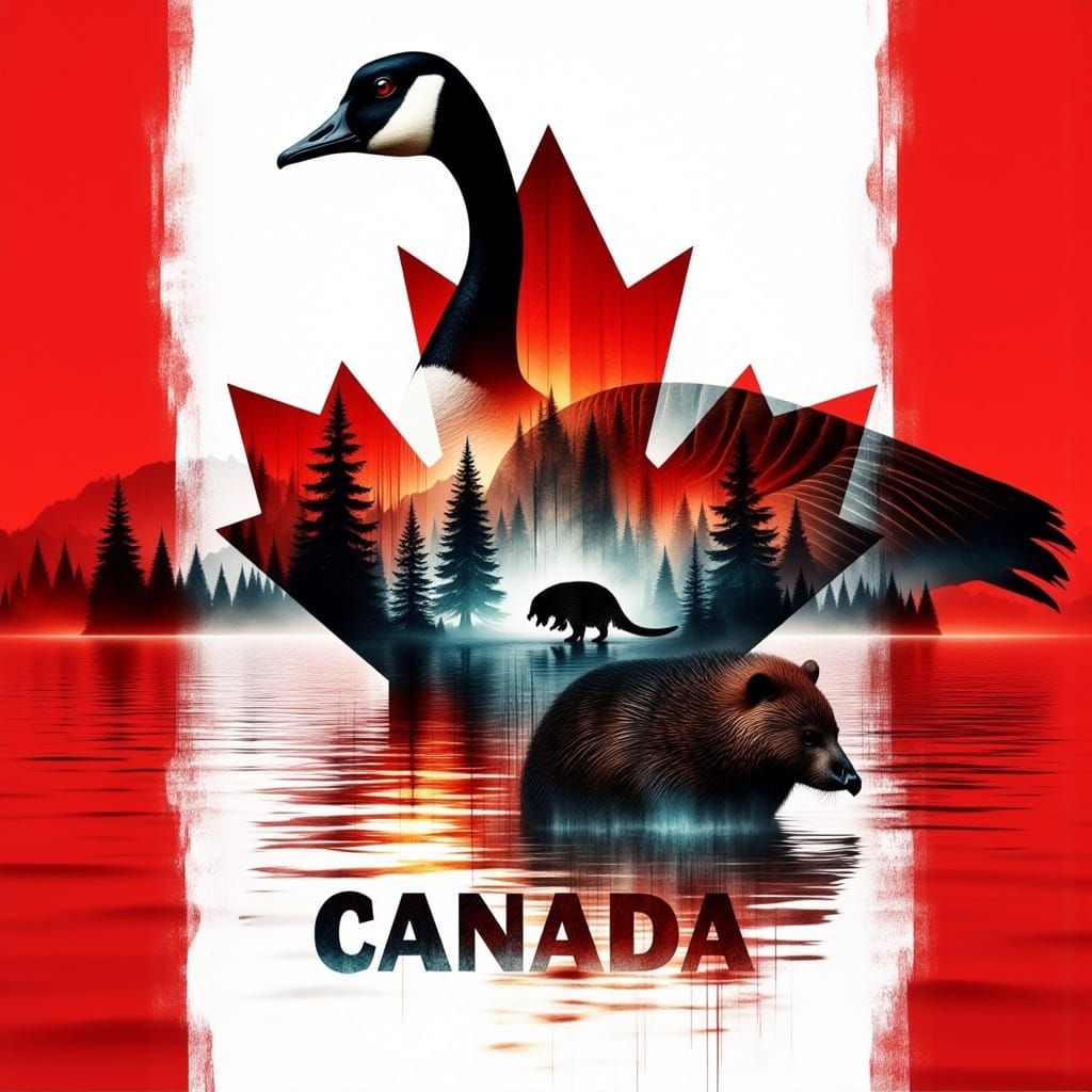 Canadian Pride: Double Exposure Graffiti Art