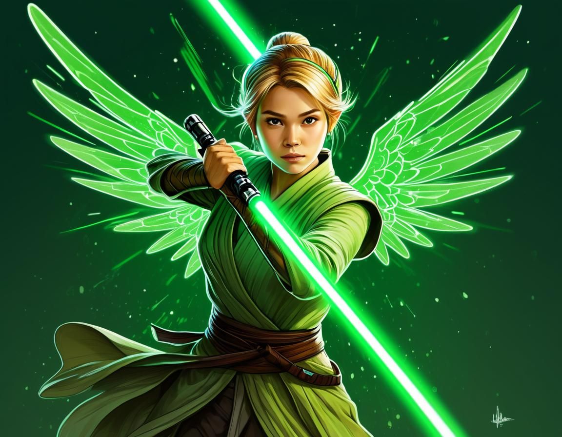 Tinkerbell as Jedi Knight with Lightsaber