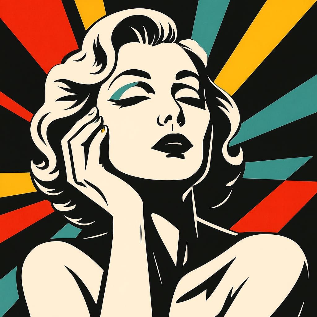 Female Model Bust in Patrick Nagel Style