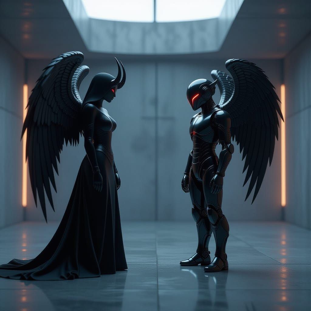 Angelic Demon: A Futuristic Mechanical Duality