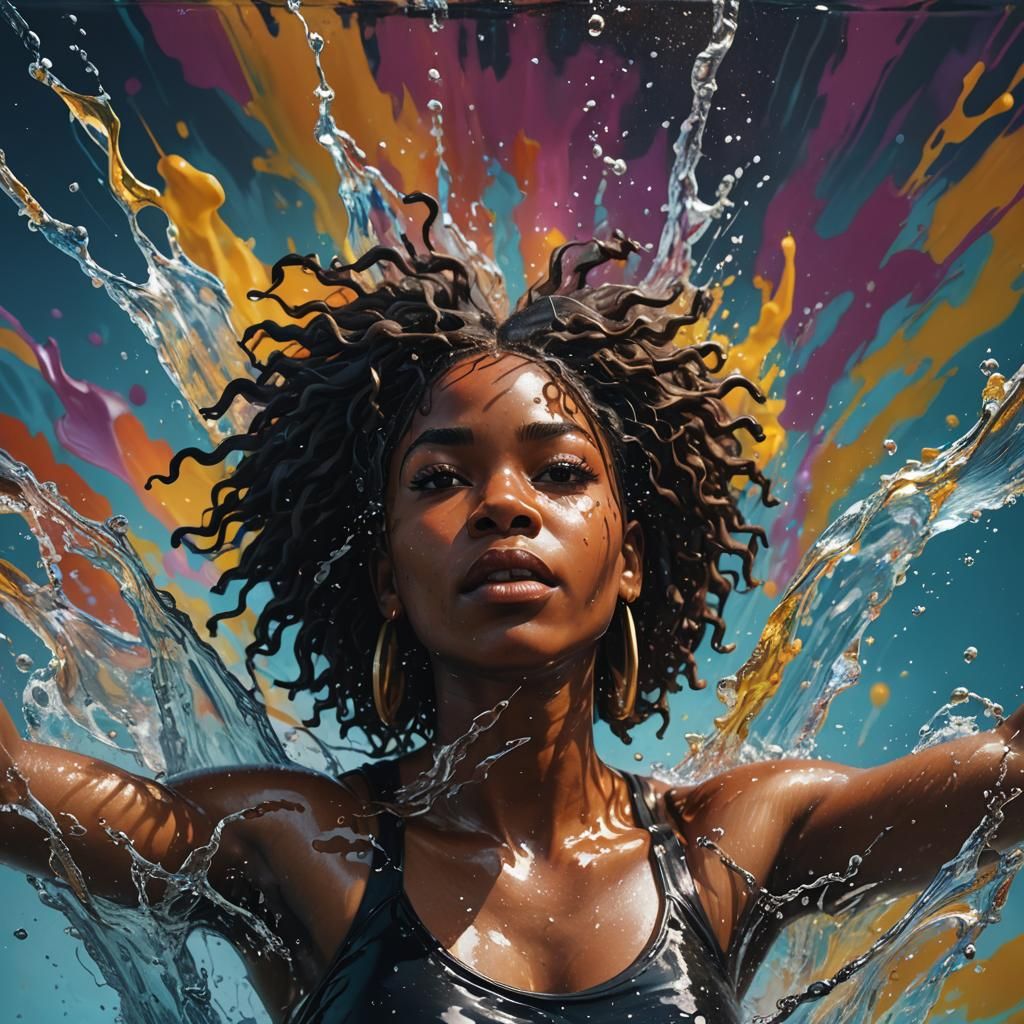 Hyperrealistic Black Woman Suspended in Water