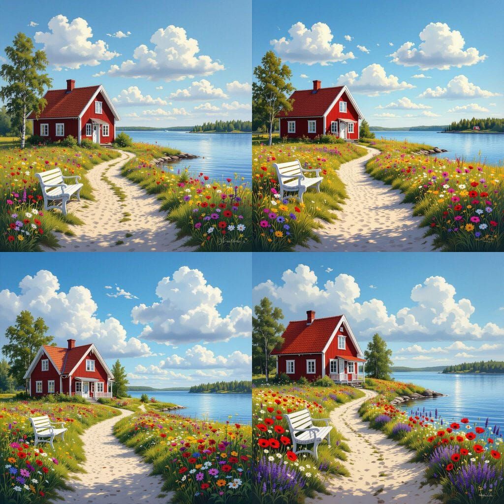 Idyllic Swedish House by Calm Lake and Flower Meadow
