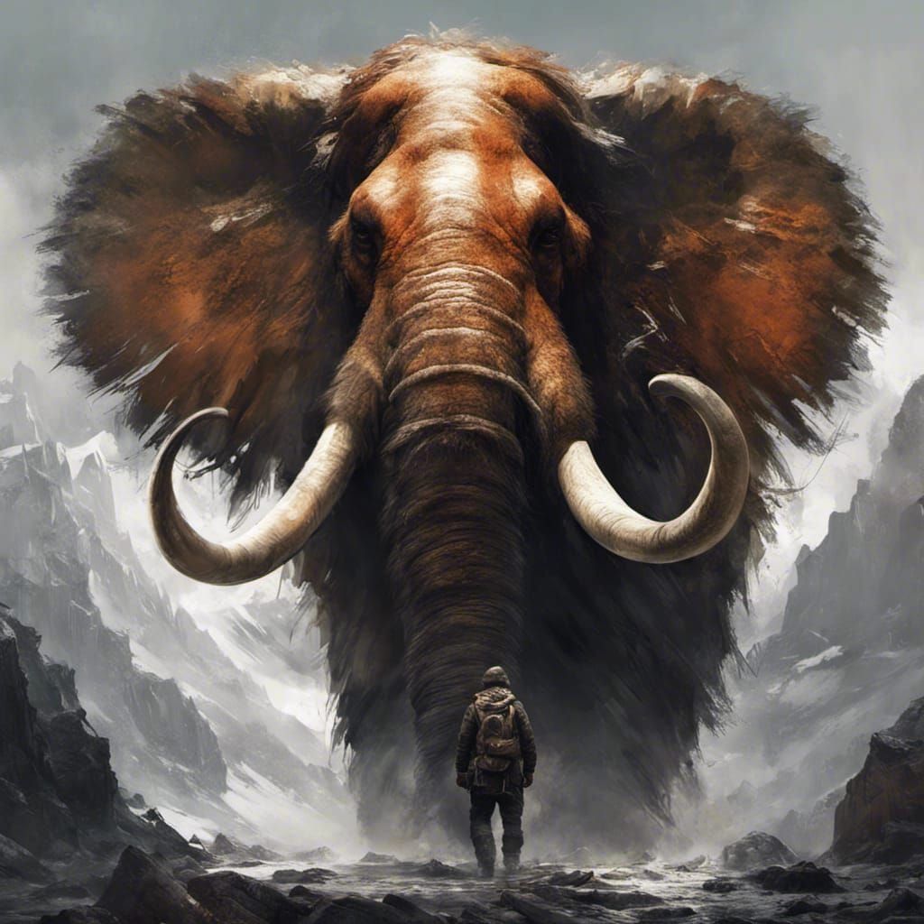 Photorealistic Woolly Mammoth in Vivid Color