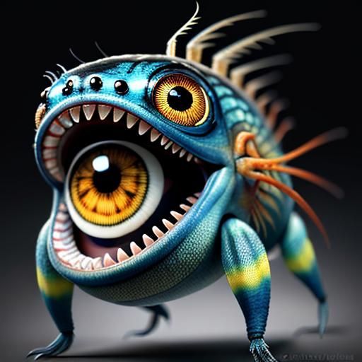 Surreal Japanese Fighting Fish with Human Teeth