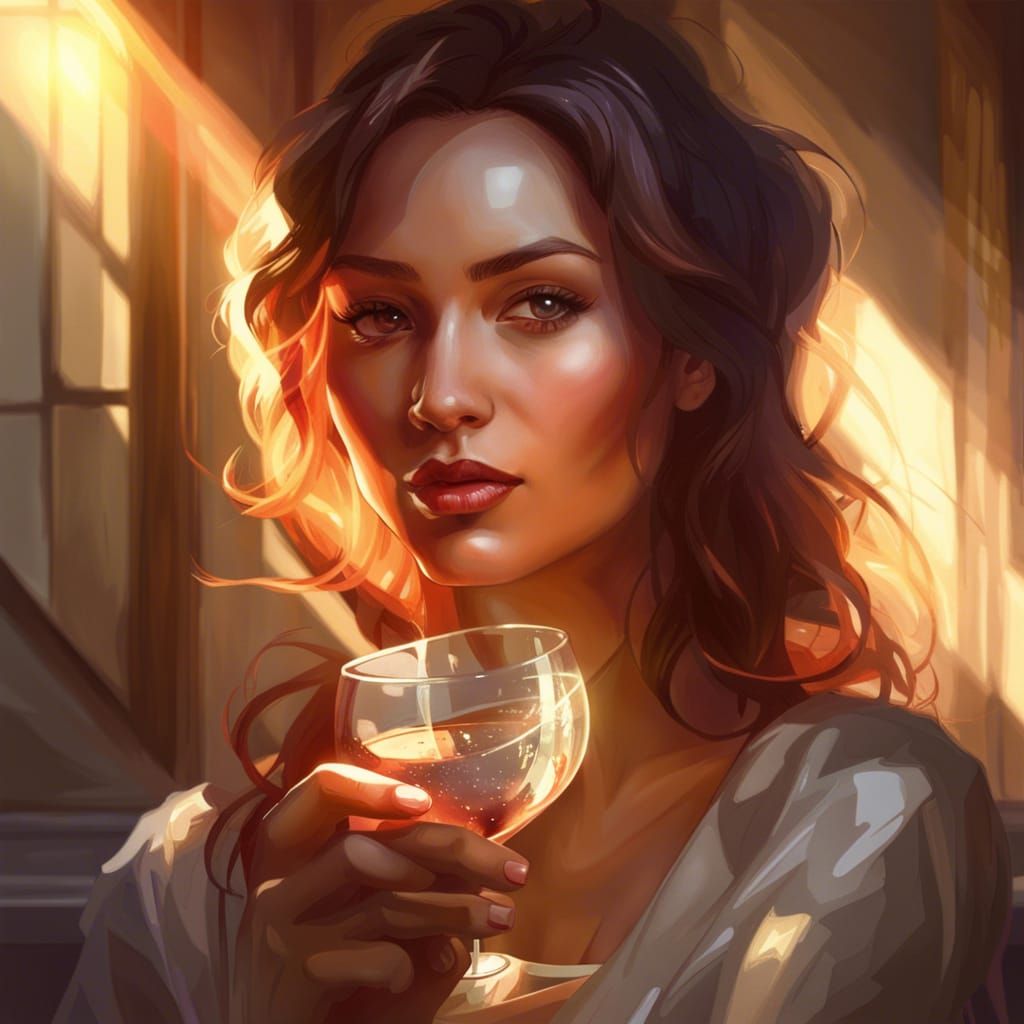 Woman with Wine Glass Portrait in Unreal Engine