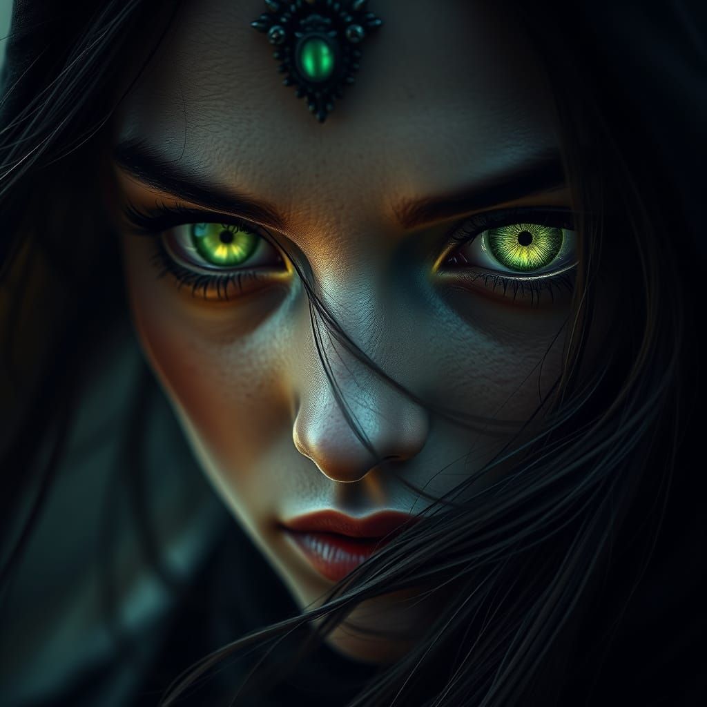 Mysterious Green-Eyed Figure Radiates Otherworldly Energy