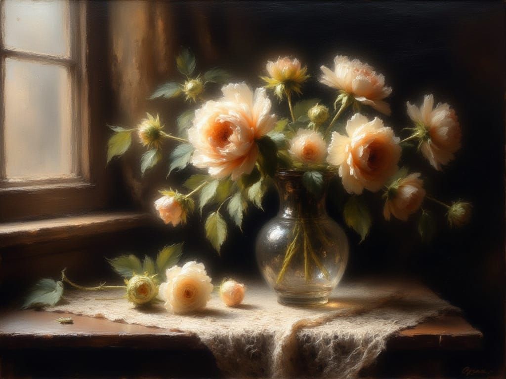 Floral Still Life in the Style of Rembrandt