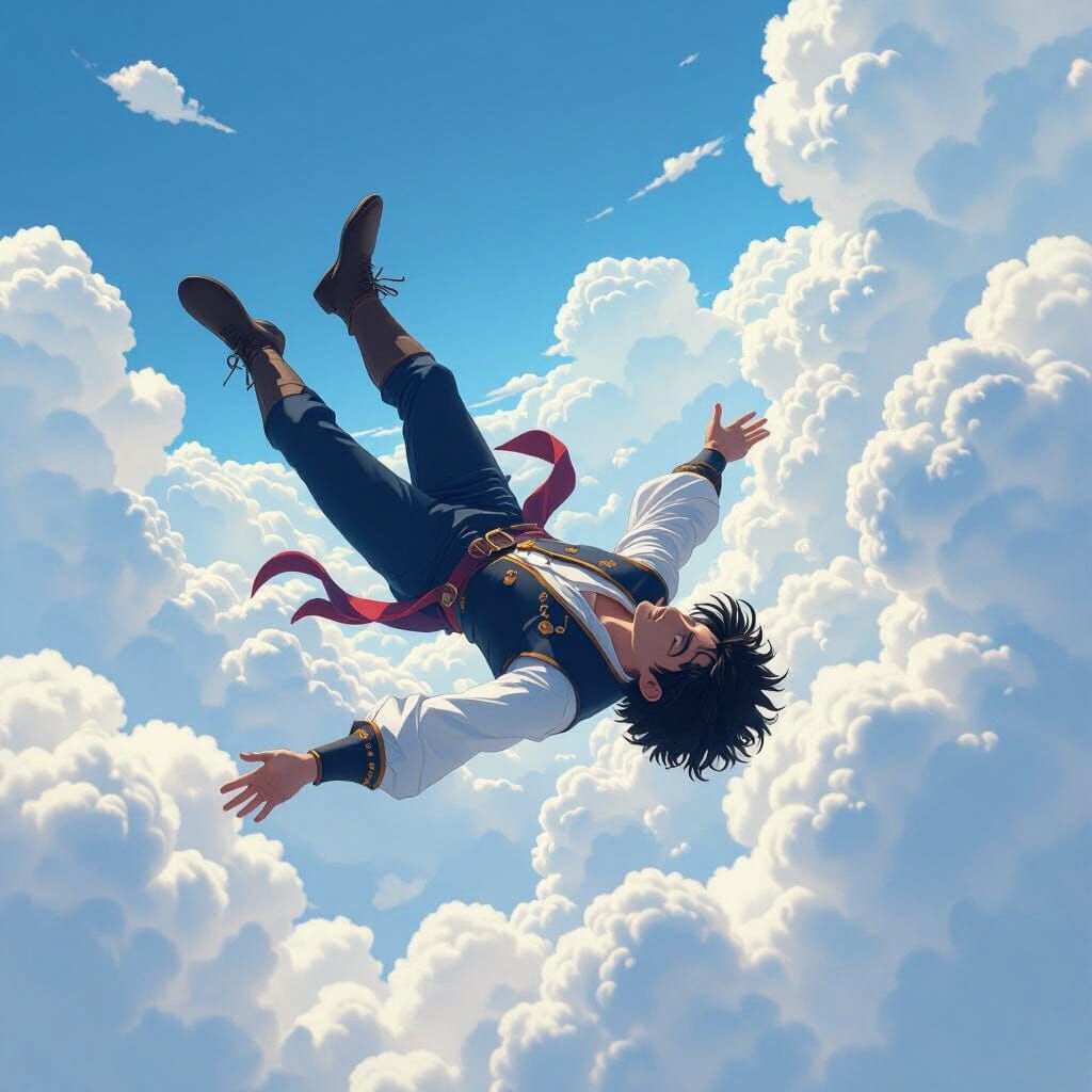 Man Falls From Sky: Ghibli-Inspired Matte Painting